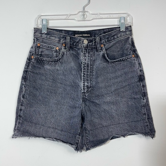 ARITZIA Denim Forum THE BOYFRIEND LOOSE MID THIGH SHORT 26 High Rise Gray Black - Picture 6 of 16